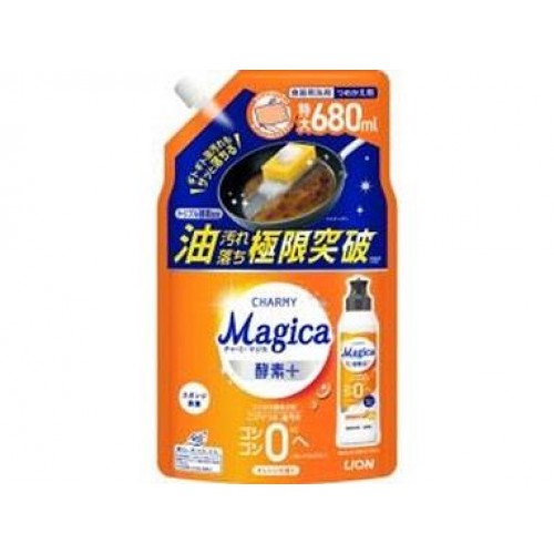 獅王 CHARMY Magica 酵素+除菌濃縮去油污洗潔精 特大補充裝 680ml 清新橙香 162-1519 獅王 CHARMY Magica 酵素+除菌濃縮去油污洗潔精 特大補充裝 680ml 清新橙香 162-1519